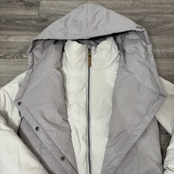 FIG Down Filled Womens Winter Long Jacket Oslo Parka Coat Beige Gray Hooded Snow - Picture 4 of 16